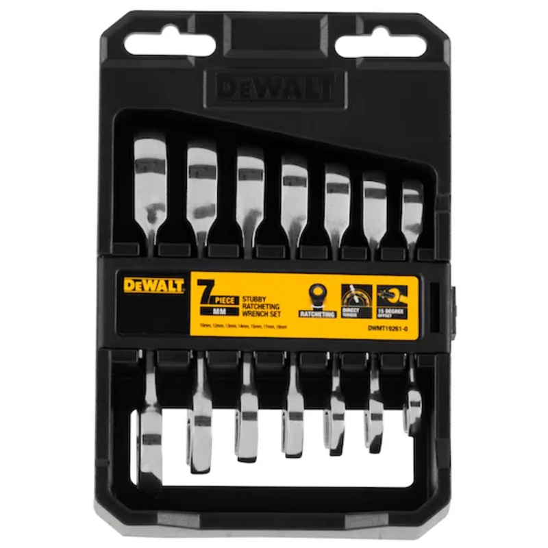 Dewalt DWMT192610 7 Pcs Stubby Ratcheting Metric Wrench Set