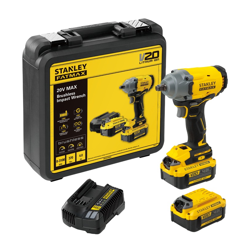 Stanley SBW920M2K 20V Cordless Brushless Impact Wrench 1/2″ Drive (Set)