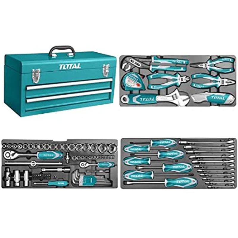Total THPTCS70971 97pcs Hand Tools Chest / Metal Tool Box Set