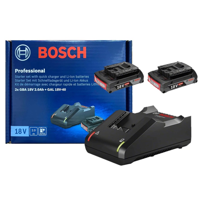 Bosch Starter Kit 18V 2 x 2.0AH Battery GAL 18V-40 Charger (1600A019RP)
