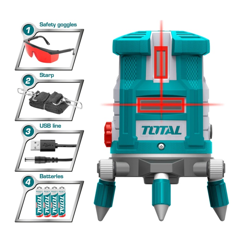 Total TLL306505 Self Leveling Line Laser Level (Red)