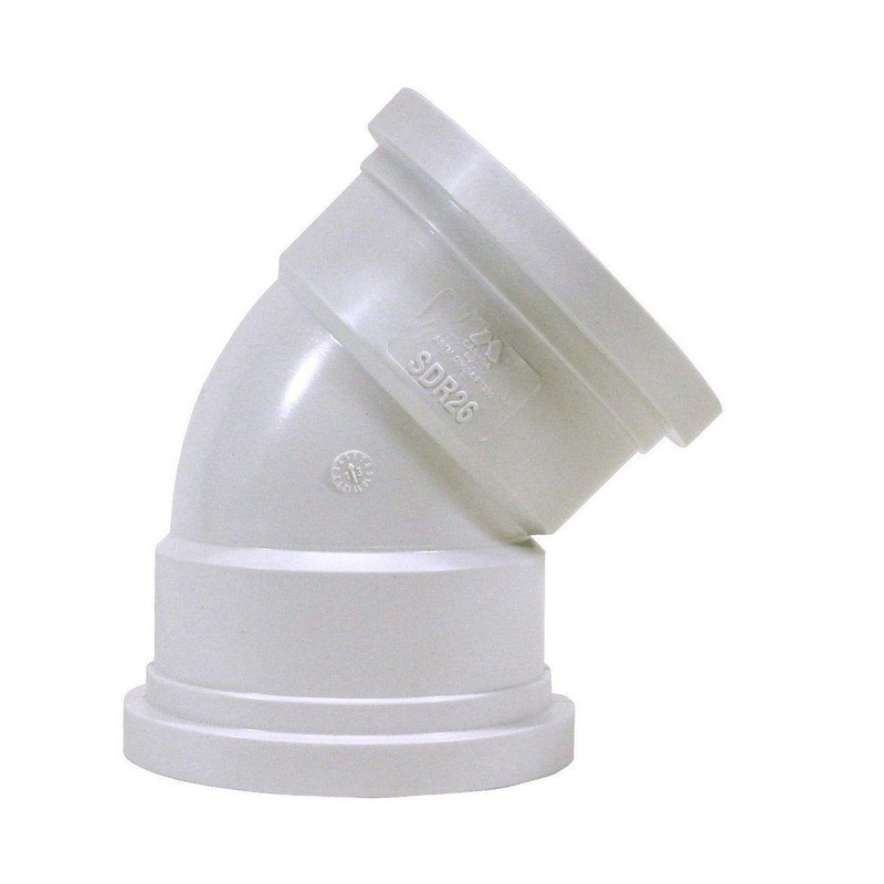 TRENCH TOUGH PLUS 4 in. Gasket 45 Degree SDR 26 Plastic Sewer Elbow | Ferguson