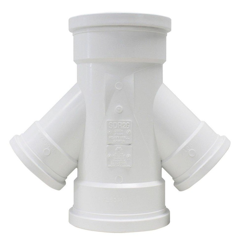 TRENCH TOUGH PLUS 6 x 6 x 4 x 4 in. Gasket PVC Sch. 40 SDR 26 Sewer Double Wye | Ferguson