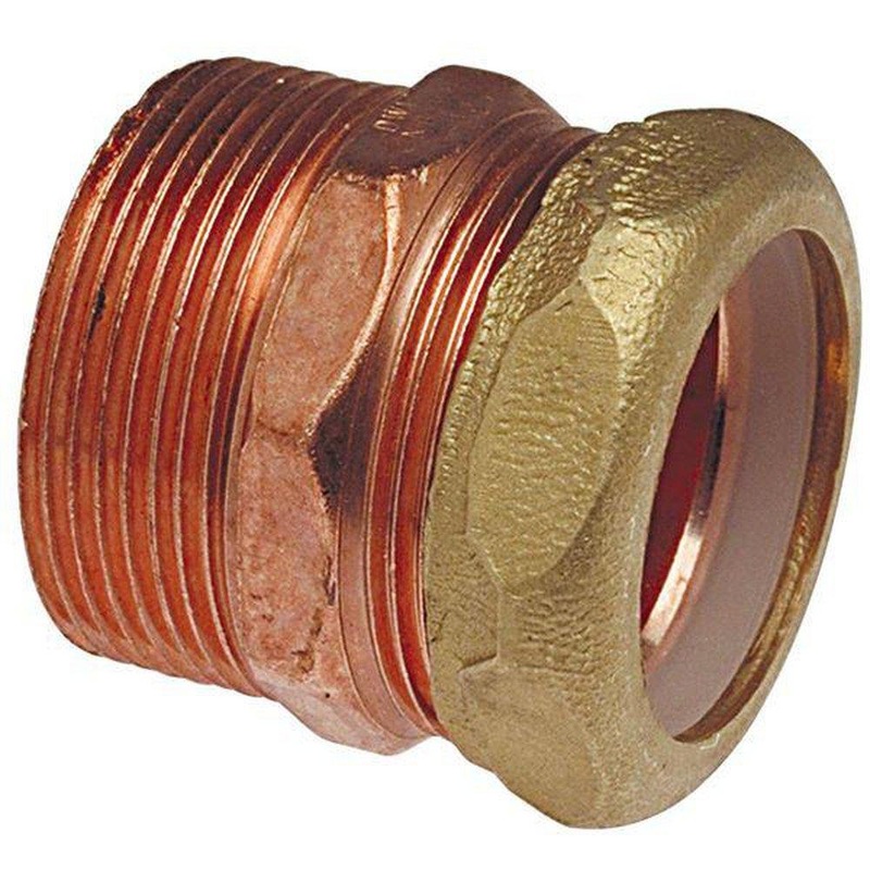 1-1/2 x 1-1/4 in. Copper DWV Male Trap Adapter w/ Brass Nut | Ferguson
