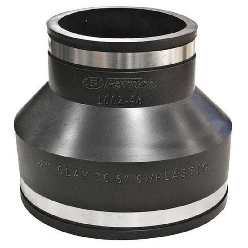 Fernco 1002 Series 4 x 6 in. Clamp Reducing Plastic Coupling with Stainless Steel Band | Ferguson