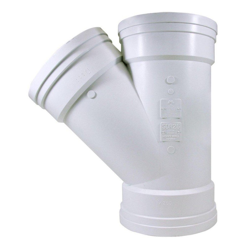 TRENCH TOUGH PLUS 8 in. Gasket PVC Sch. 40 Double Sewer Wye (Fabricated) | Ferguson