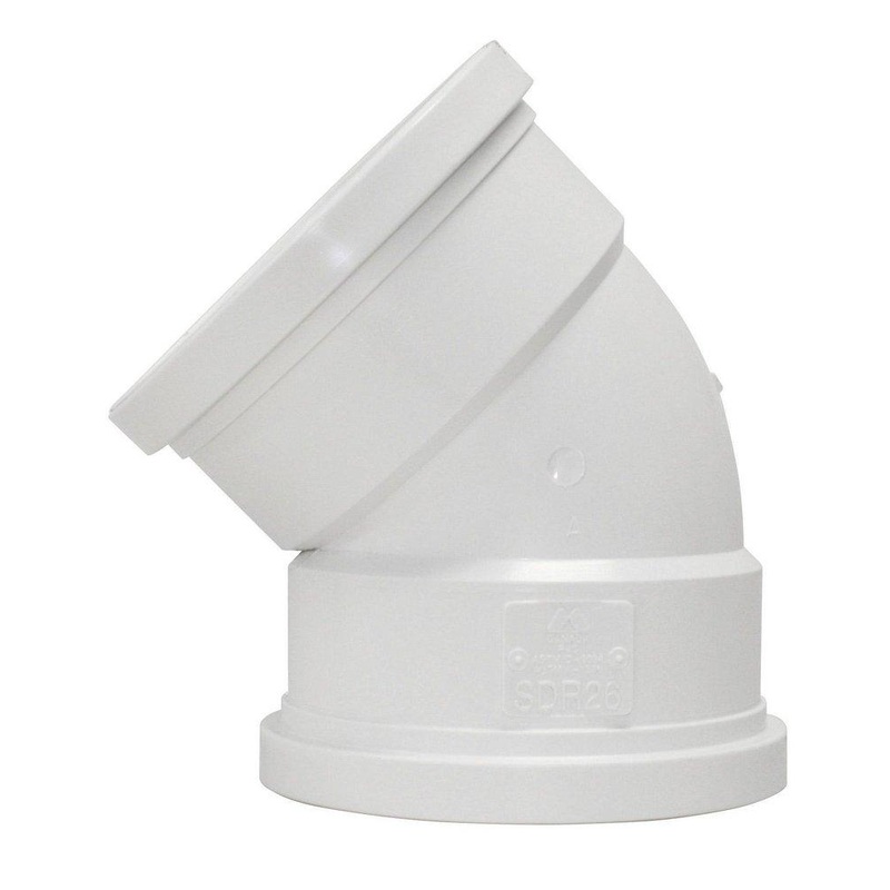 TRENCH TOUGH PLUS 6 in. Gasket Heavy Wall Fabricated Straight DR 26 PVC 45 Degree Elbow | Ferguson