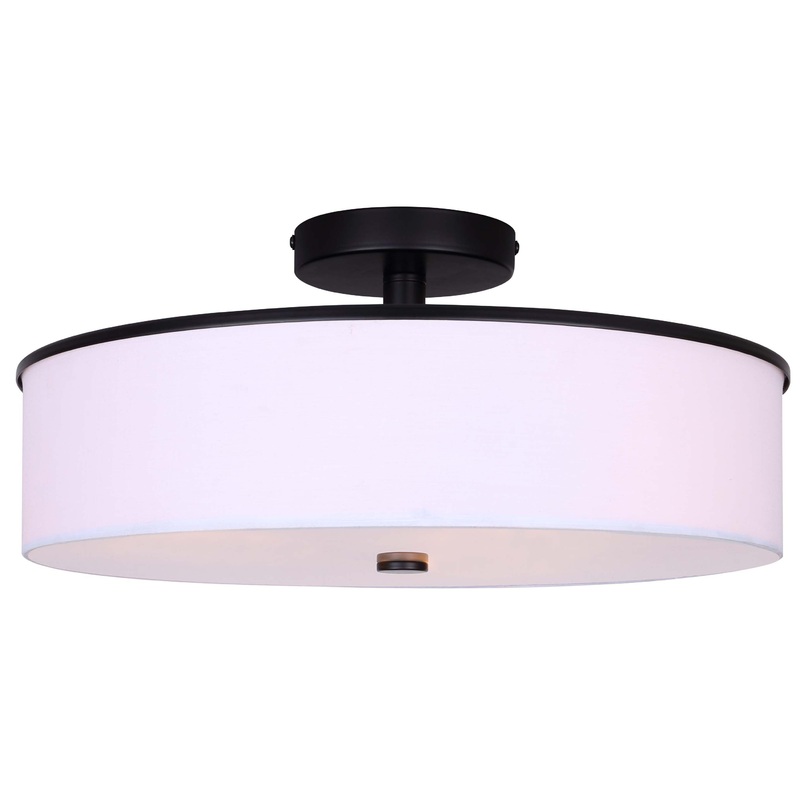 Semi-Flush Light – Canarm TRISTAN Matte Black Frosted Glass Semi-Flush Light, ISF2037B03BK