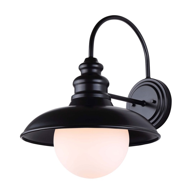 Outdoor Light – Canarm BRYANT Black and Opal Outdoor Light, IOL598BK