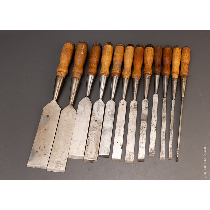 Fine Complete Graduated Set of 12 T.H. WITHERBY Socket Firmer Chisels – 115957 – AS OF APR 26