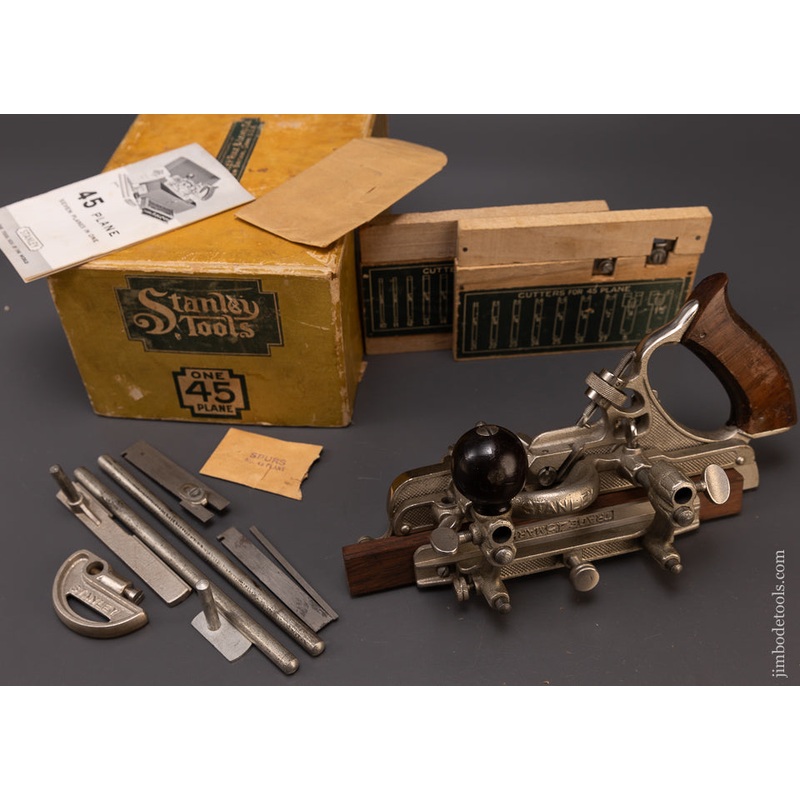 100% Complete & Mint STANLEY No. 45 Combination Plow Plane in Original Box – 109313