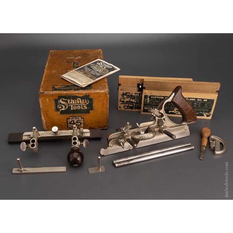 100% Complete STANLEY No. 45 Combination Plow Plane in Box – 105589
