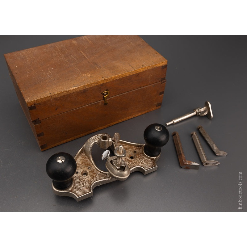 STANLEY No. 71 Router Plane 100% Complete in Custom Mahogany Box – 106068