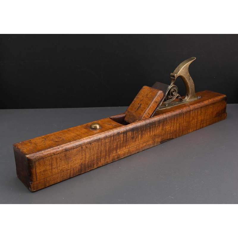 Stunning One-of-a-kind Jointer Plane with Ornate Brass Handle – excelsior 109955