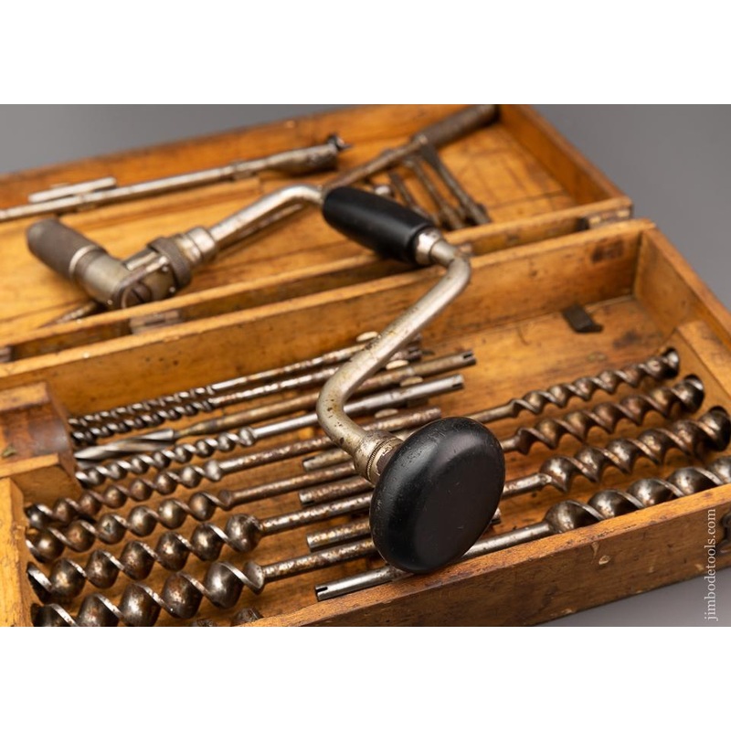 Very Rare RUSSELL JENNINGS Patent Brace and Bit Set in Original Box 100% Complete – 96224