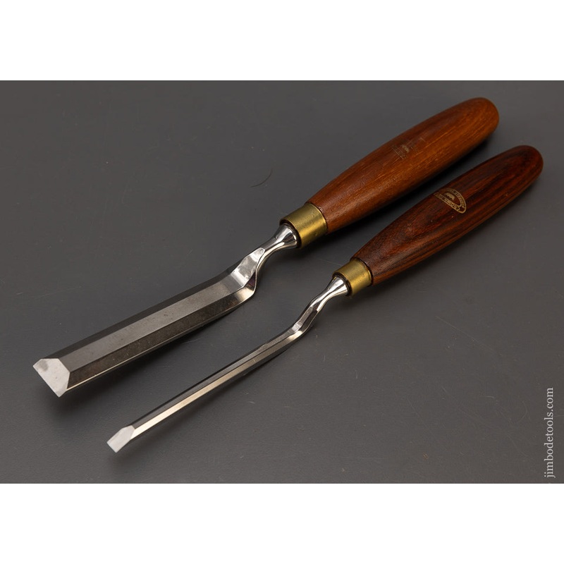 2 Mint CROWN Crank Neck Paring Chisels with Rosewood Handles – 109038