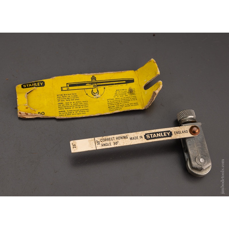 Very RARE! Patented STANLEY No. 50 Plane Iron Honing Guide Mint with Instructions! – 104656