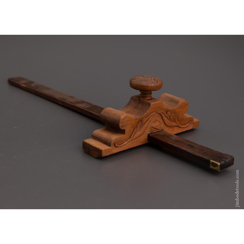 Stunning! Early Applewood Fancy Carved Marking Gauge – EXCELSIOR 101301