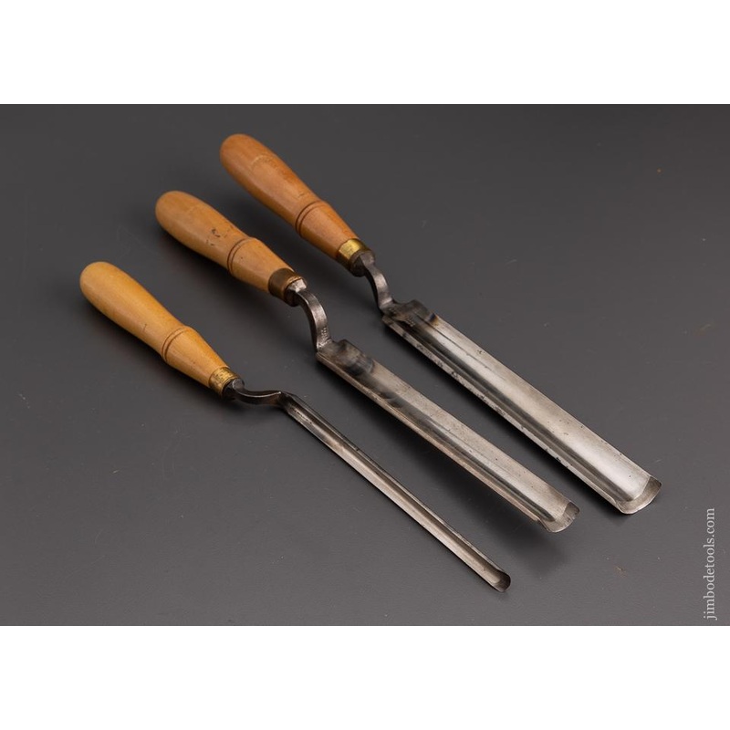 3 Near Mint BUCK BROS. Crank Neck Paring Gouges – 101244