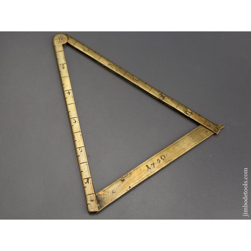 Unusual Dated 1750 Brass Folding Rule/Square – EXCELSIOR 80231