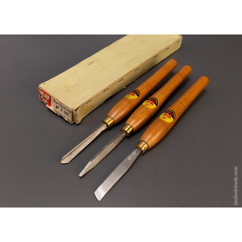 WOLF CUB No. 7 Set of 3 Wood Turning Tools Mint in Box – 110432