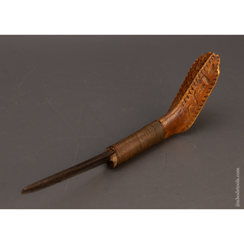 Amazing Antique Chip Carved Native American Crooked Knife – 115583