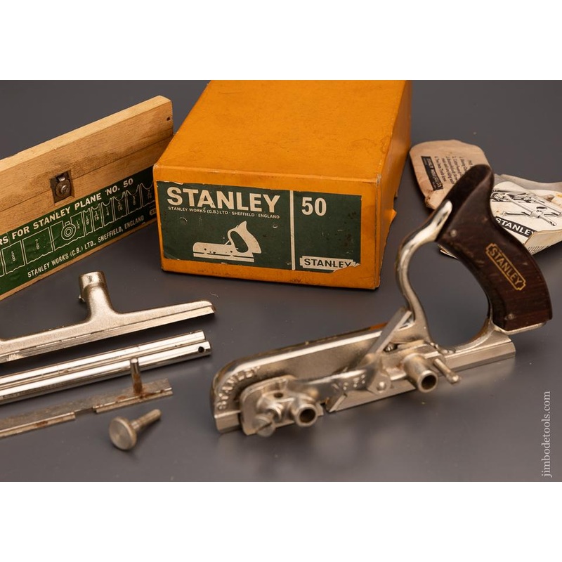 STANLEY No. 50 Combination Plow Plane 100% Complete in Original Box — 98677