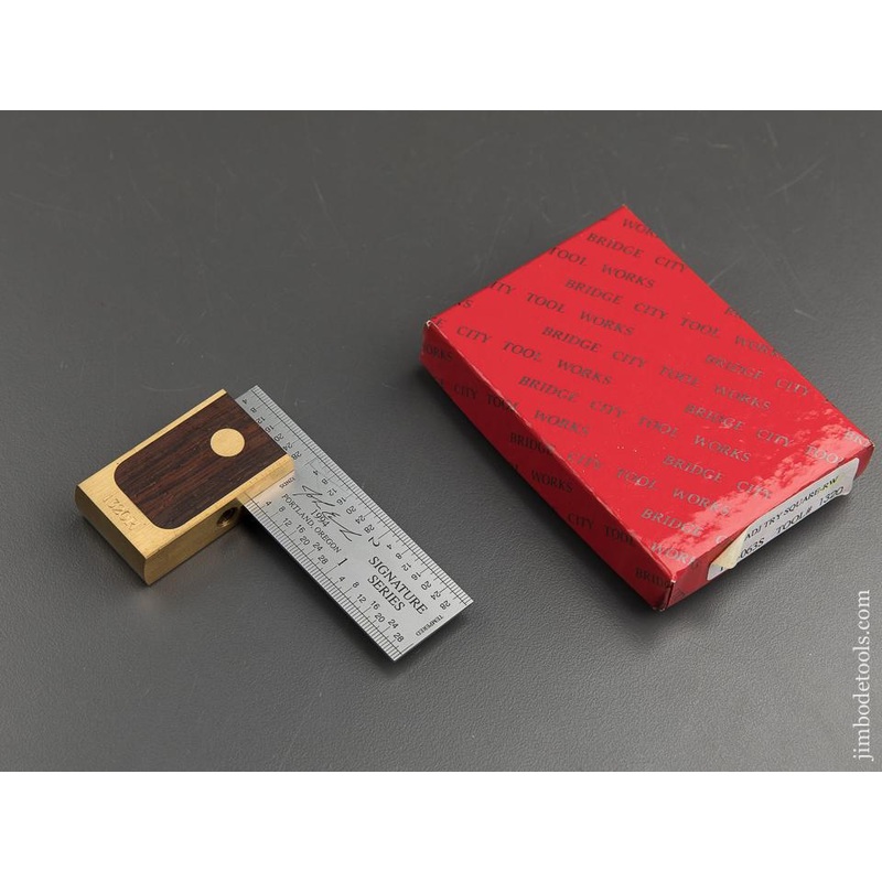 1994 BRIDGE CITY TOOL WORKS AS-3 Rosewood Adjustable Try Square in Original Box — 89020