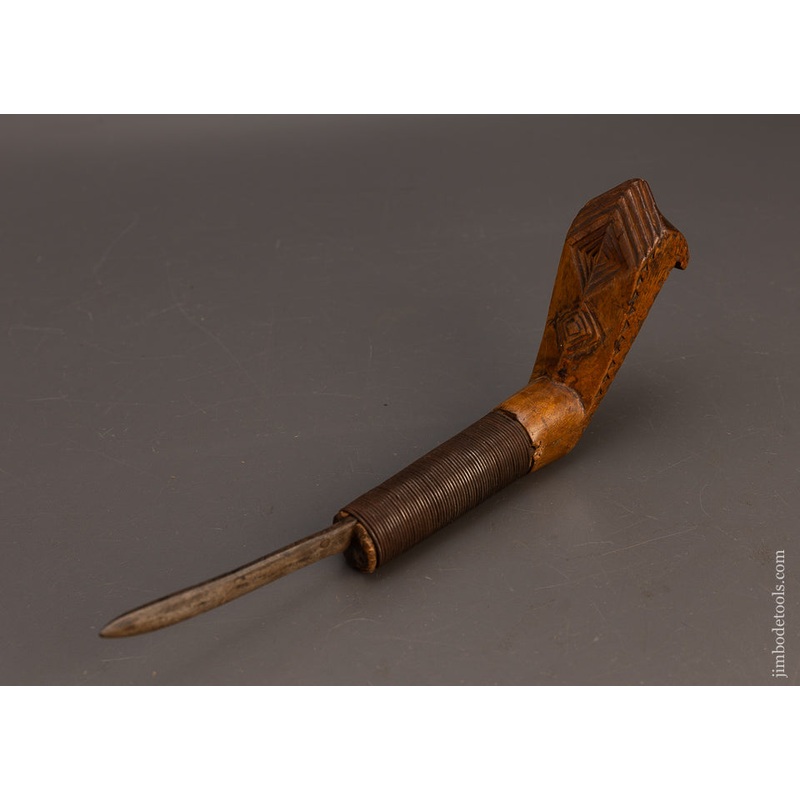 Stunning Early Hand Carved Native American Crooked Knife – EXCELSIOR 115594 –