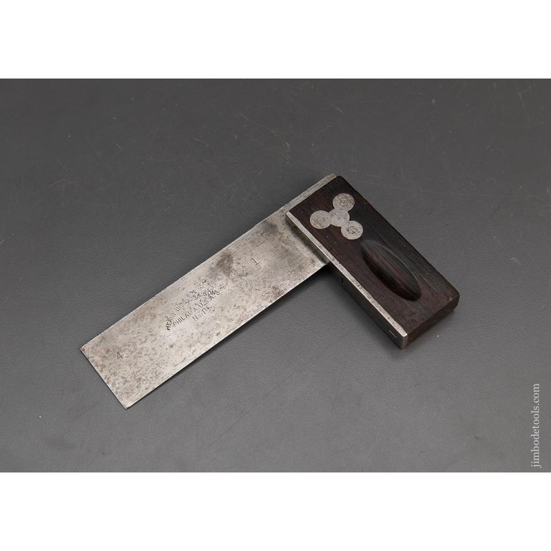 Unusual and Rare HENRY DISSTON 4 1/2 inch No. 1 Try Square with Steel Escutcheons – 94603
