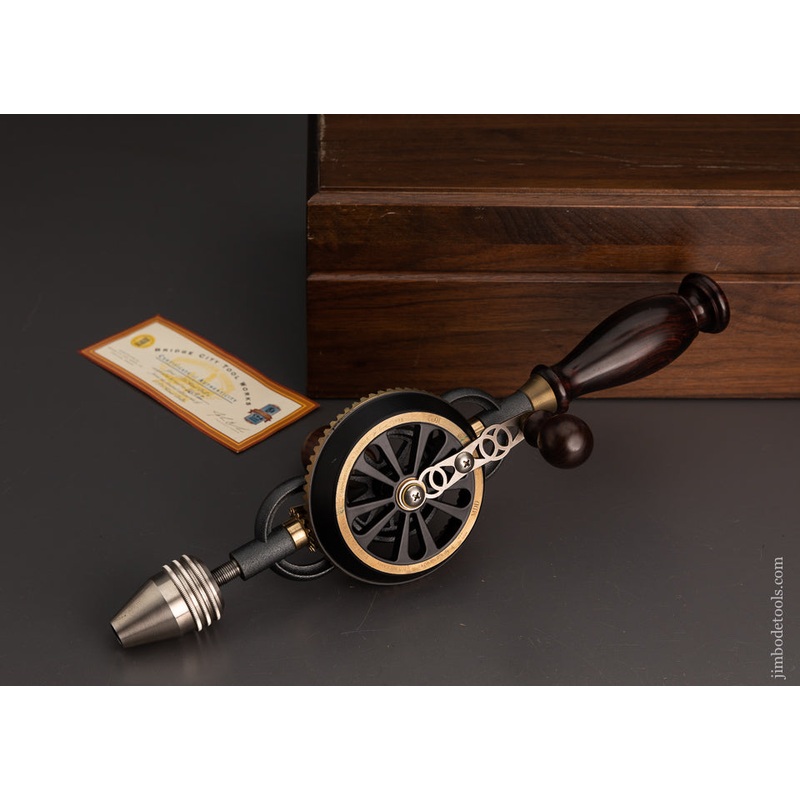 1998 BRIDGE CITY TOOL WORKS CT-6 Rosewood Hand Drill Dead Mint in Original Presentation Box – 103626 – AS OF JULY 4