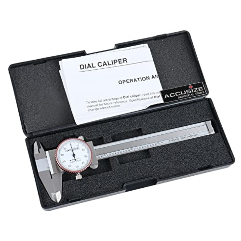Accusize Industrial Tools 0-4 inch by 0.001 inch Precision Dial Caliper, Stainless Steel, in Fitted Box, P920-S214