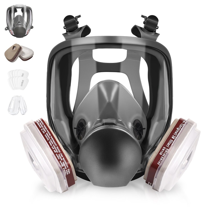 6800 Full Face Respirator Mask – Reusable Respirator mask, Gas Mask with 6001CN Activated Carbon Air Filter, Suitable for Painting, Dust, Epoxy