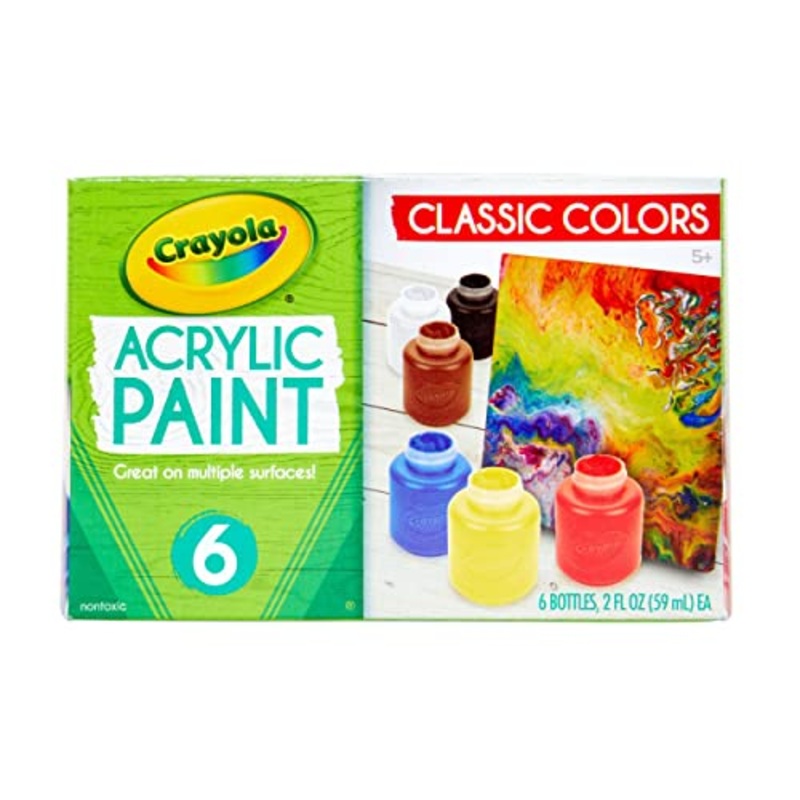 Crayola Acrylic Paint – Assorted Colors (6ct), Kids Paint, Arts & Crafts Supplies for Kids, Great For Art Projects & DIY Crafts