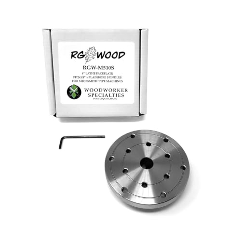 RGWOOD 4″ Steel Wood Lathe Face Plate, 5/8″ Plain Bore (to fit Shopsmith type machines)