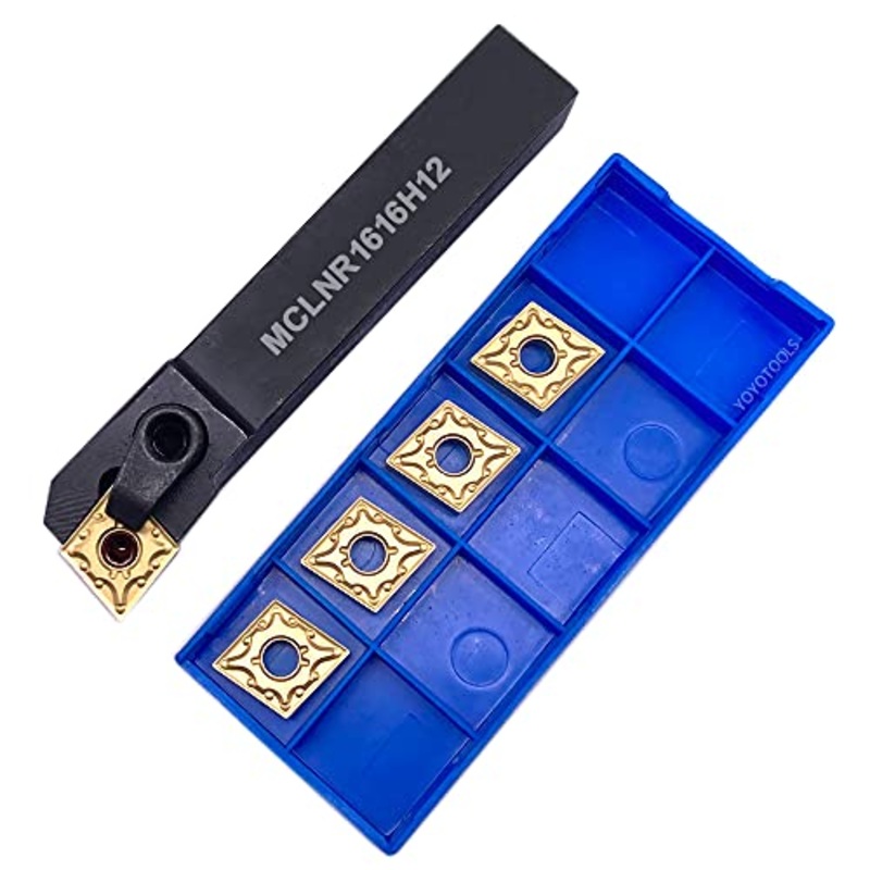 YOYO TOOLS, 58In Lathe Tool Holder MCLNR1616H12 Indexable Carbide Turning Tool Holder and 5pcs CNMG120404 (CNMG 431) Carbide Inserts Lathe Cutting
