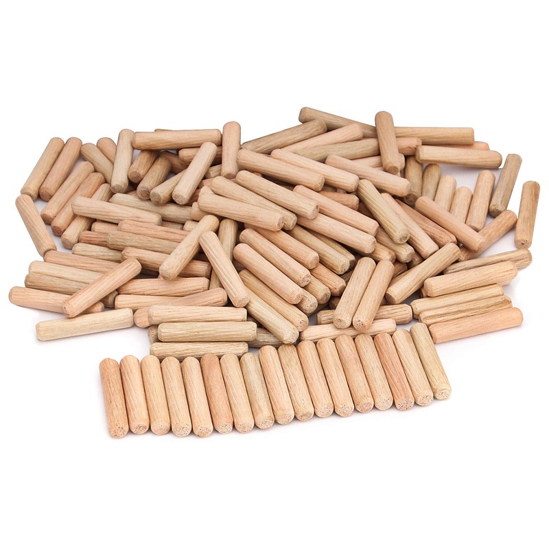 ZOENHOU 1000 PCS 5/16″ x 1 1/2″ Wooden Dowel Pins, Straight Dowel Rods Made of Hard Wood, Fluted Wood Dowel Plugs with Beveled Ends Tapered for Easy