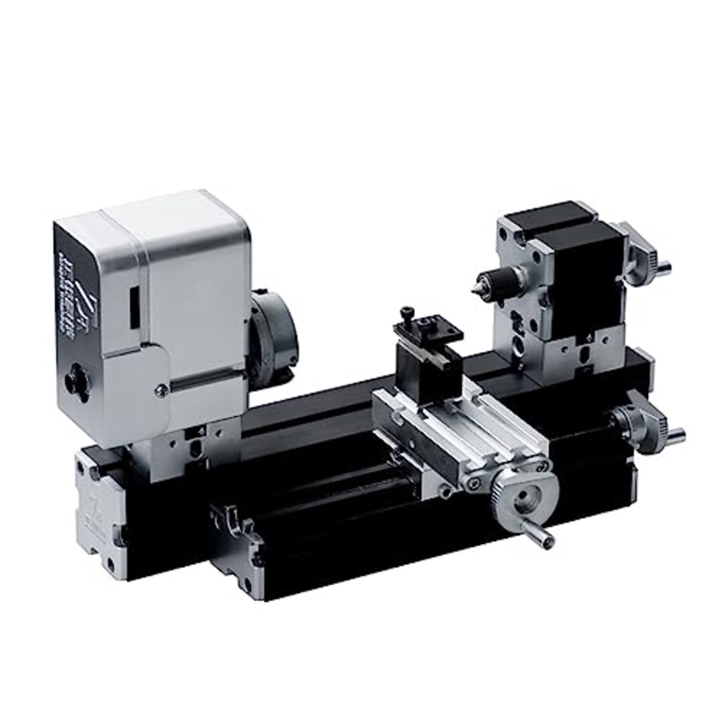 ZR Electroplated All-metal Mini Miniature Didactical Metal Lathe 50mm Center 36W 20000RPM for Processing Aluminum,Wood, Plastic Materials (Heighten