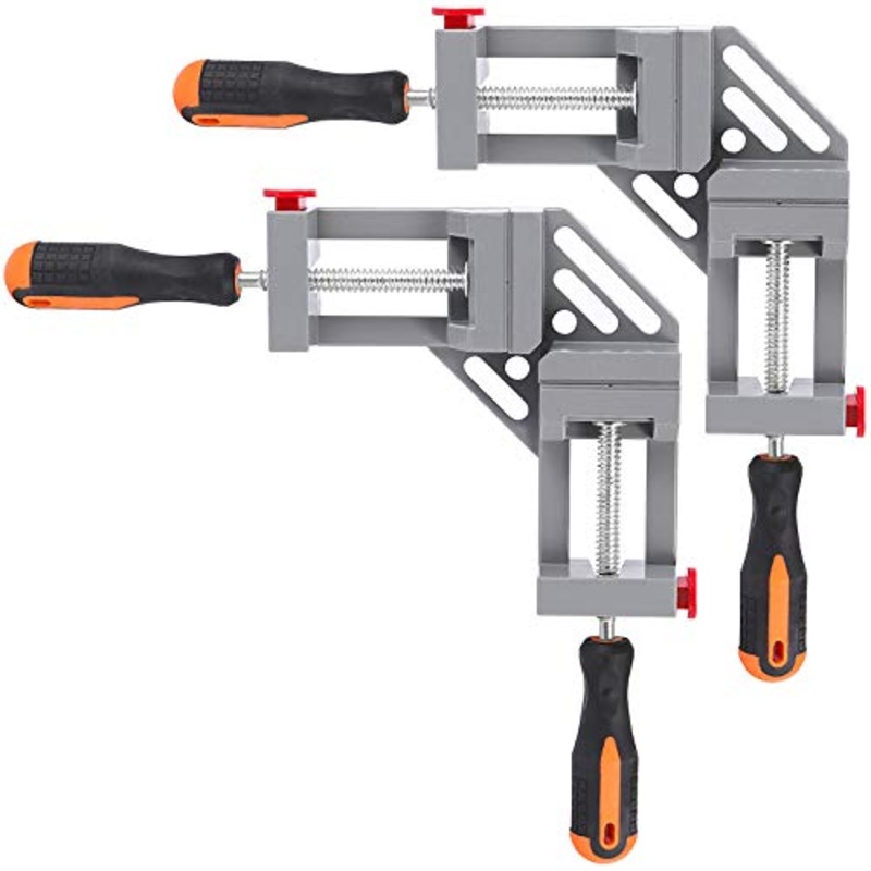 ZOENHOU 2 PCS 90 Degree Double Handle Right Angle Clamp, Quick Release Corner Clamps, Aluminum Alloy Angle Clamp with Adjustable Swing Jaw, Wood