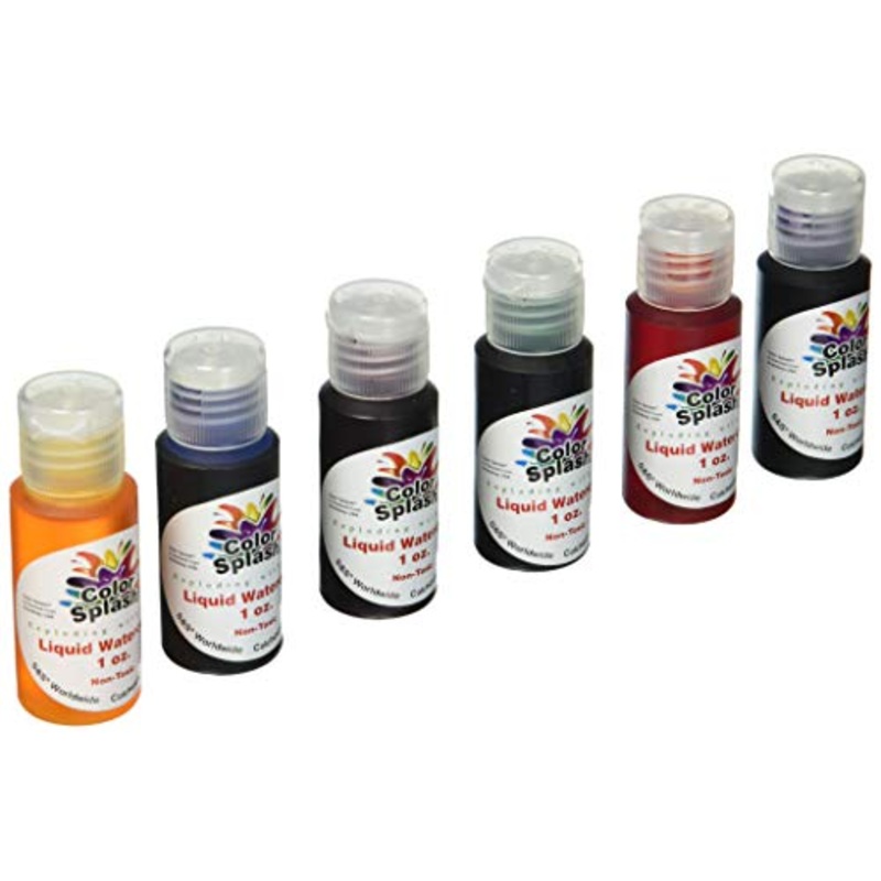 S&S Worldwide Color Splash! Liquid Watercolor Paint, 6 Vivid Colors, 1-oz Drip-Dispense Bottles, For All Watercolor Painting, Use to Tint Slime,