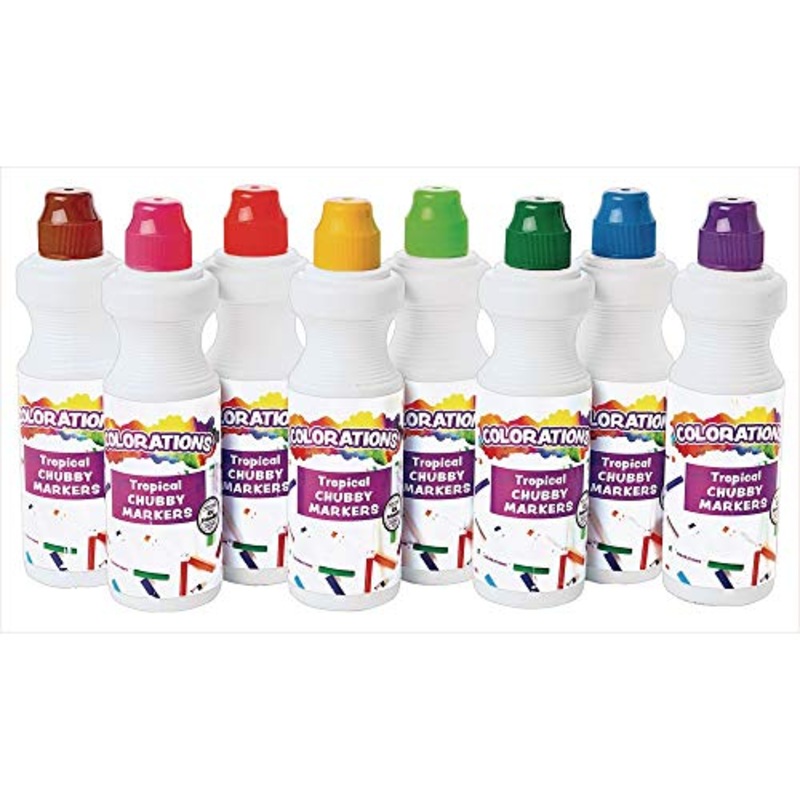 Colorations Dabber Markers, Washable, Tropical Colors, 8 Colors, Dot Markers, Bingo Markers, Dab and Dot Markers for Children, Kids, Pre-School,