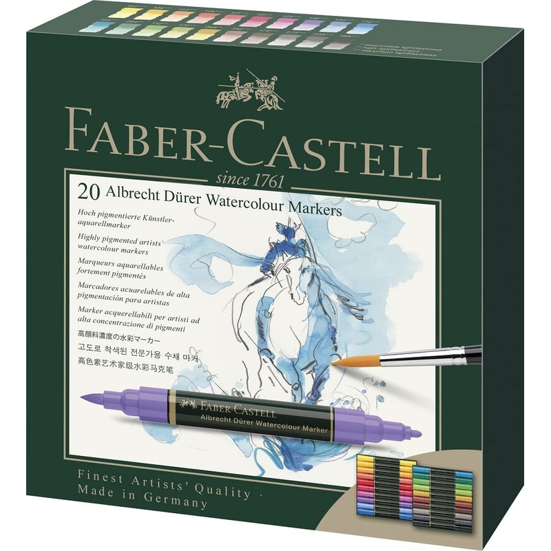 Faber-Castell Albrecht Durer Watercolor Markers – Wallet of 20, Watercolor Dual Tip Markers
