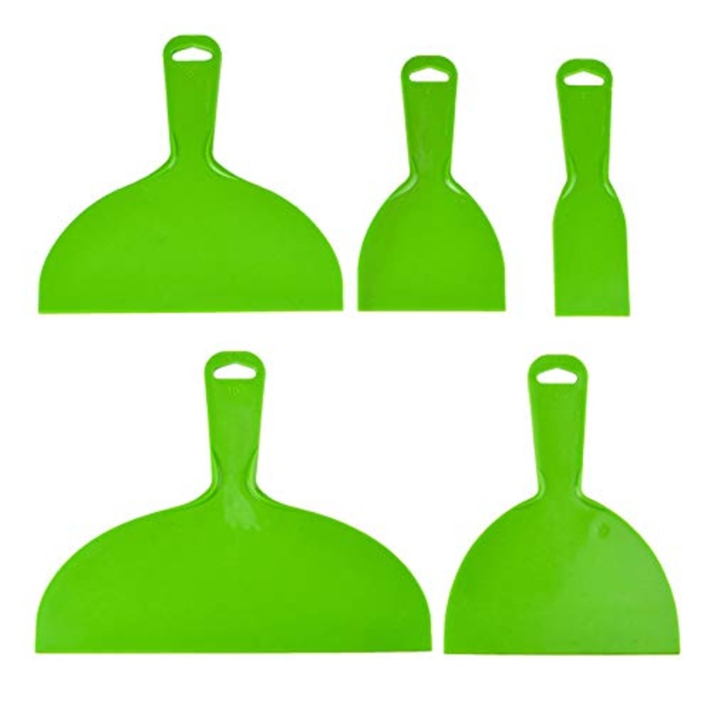 zYoung 5 Pcs Reusable Plastic Putty Knife Set Flexible Scraper Tool Flexible Paint Scrapers Tool for Decals, Wallpaper, Baking, Wall and Car Putty,