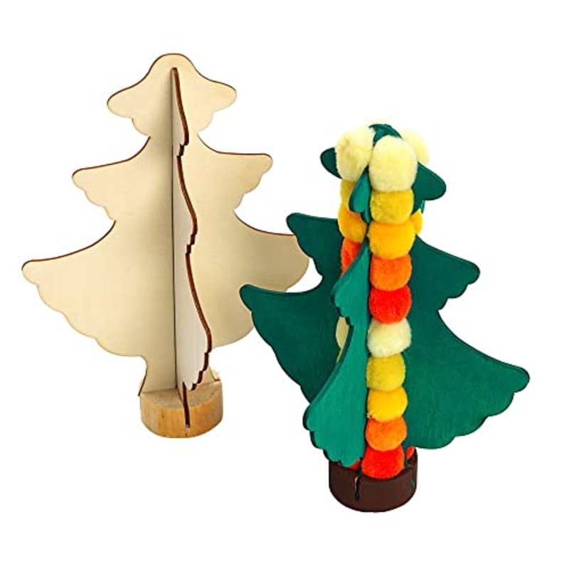 Wooden Tree, Colorations, Set of 12, Easy Assembly, Arts & Crafts, Holiday Project, Seasonal Craft, Nature, for Kids, Decorate, DIY, DYO,