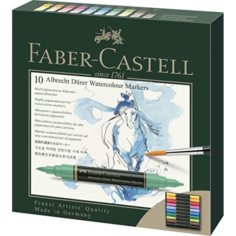 Faber-Castell Albrecht Durer Watercolor Markers – 10 Colors, Watercolor Brush Markers for Artists