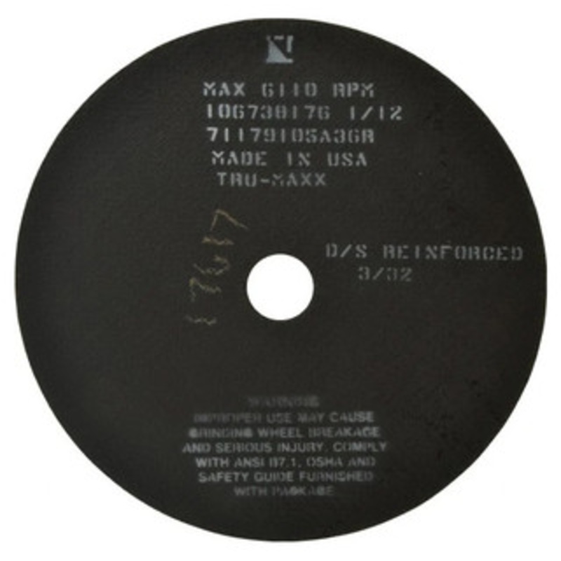TRU-MAXX Toolroom Reinforced Aluminum Oxide Cut-Off Wheel, 10 Dia., 3/32 Thick, 1-1/4 Hole, 36 Grit – 64-209-0