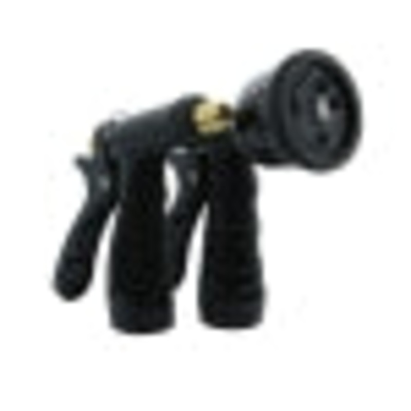 Aqua Plumb Hose Nozzle Set, Brass Twist Tip + 7-Pattern, Black