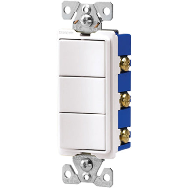 SWITCH 15A120V WHT TRIPLE