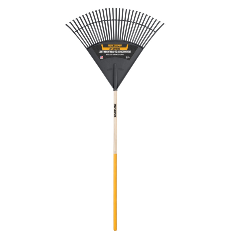 True Temper 30-Inch Poly Leaf Rake with Cushion Grip on Hardwood Handle