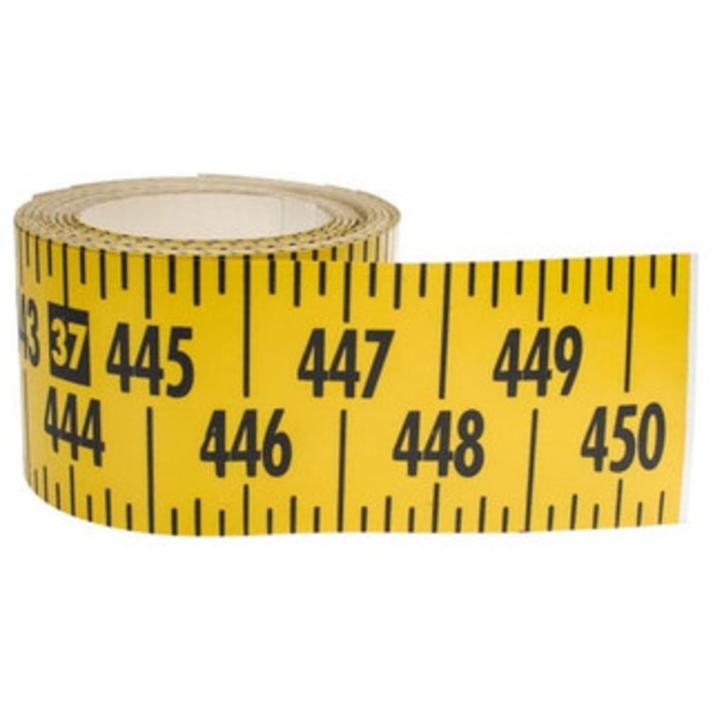 Mylar Adhesive Backed Rule, Horizontal, Left to Right, 1/4 Grad., 45 ft. Length, 3 Width, Yellow – 32-741-1